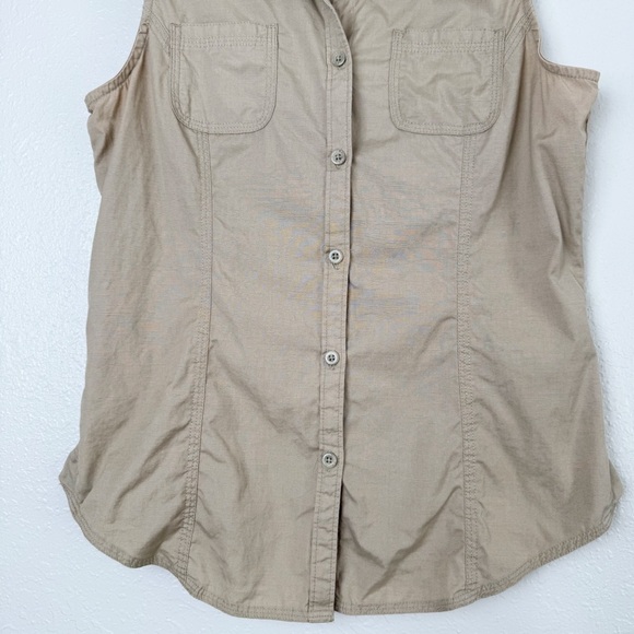 Columbia beige tan sleeveless front pocket button down S - Picture 3 of 8